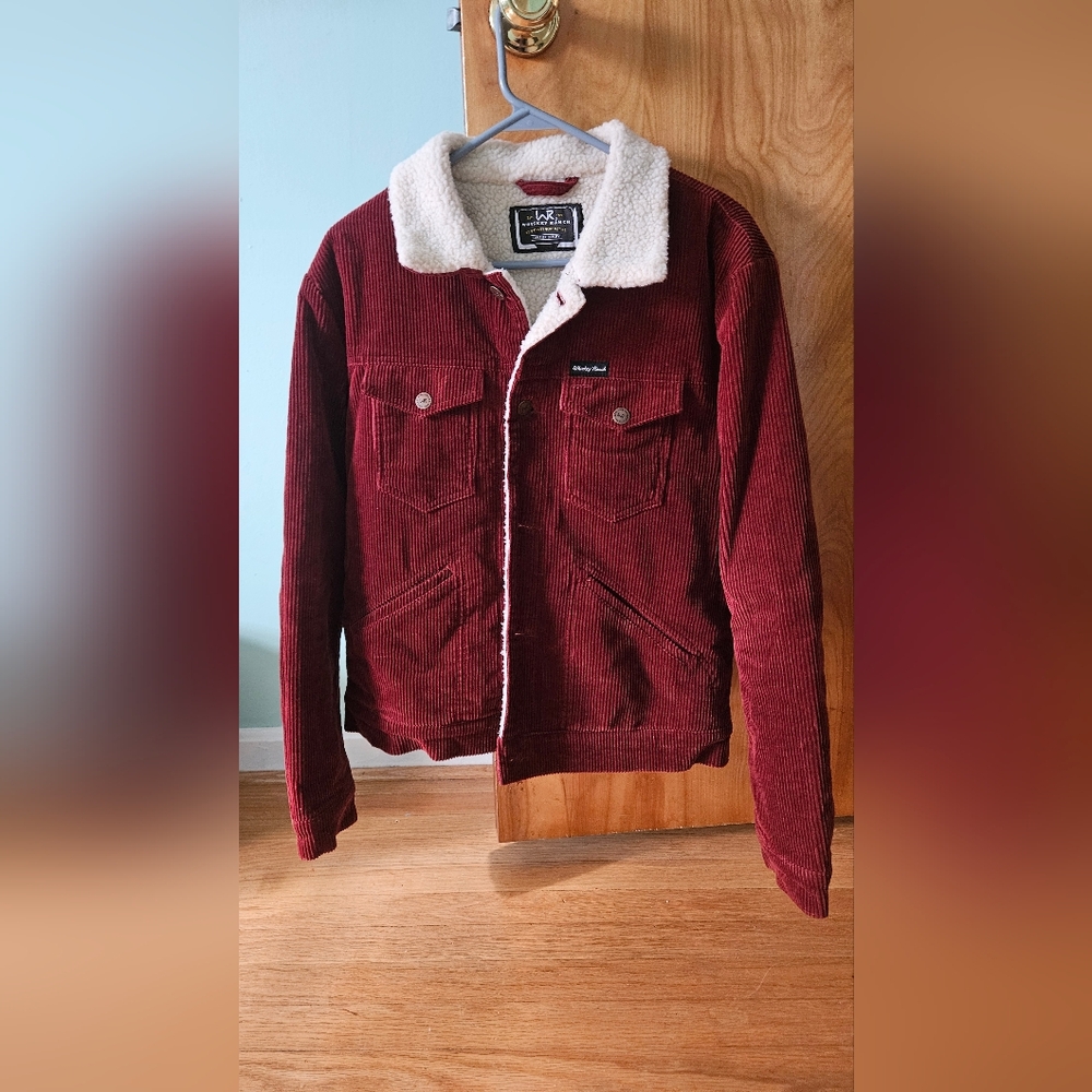 Whiskey Ranch Maroon Corduroy Jacket With White Lining